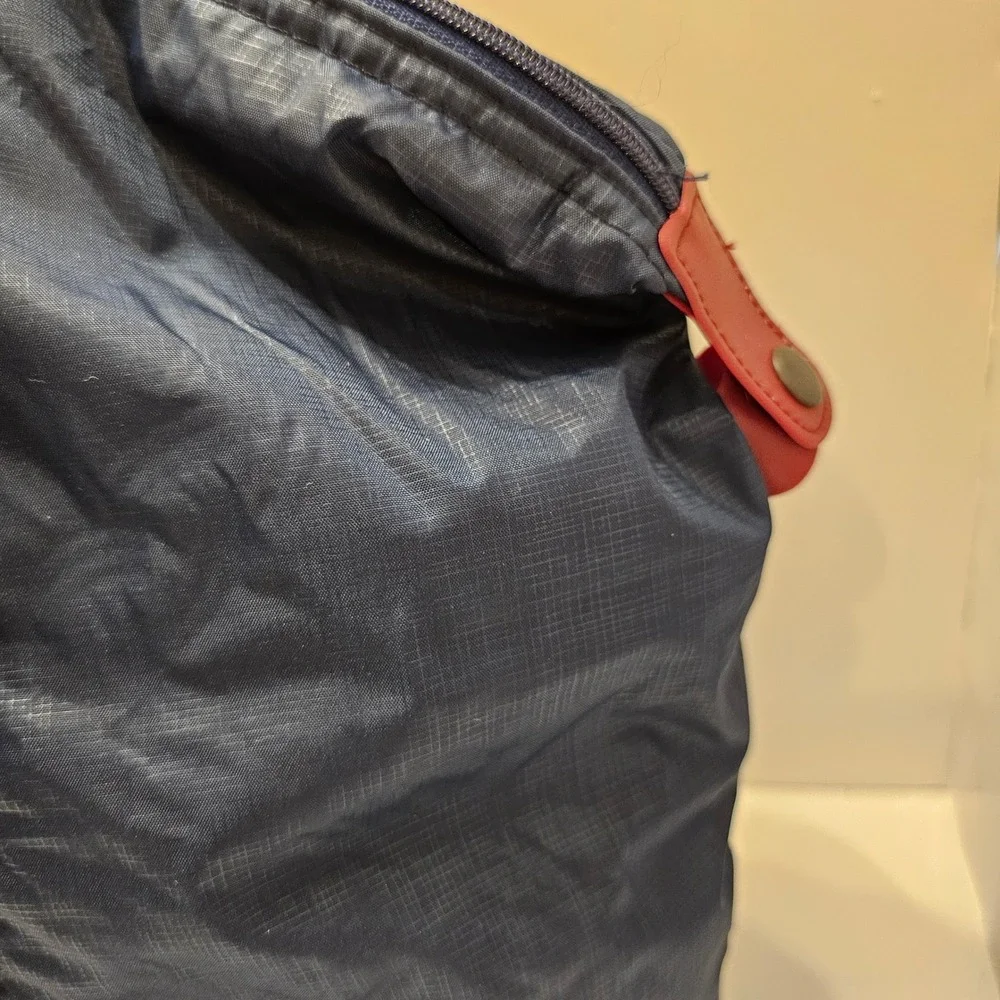 Pierre Cardin Navy Blue Ripstop Nylon Duffel Bag Burgundy Handles Weekend Travel